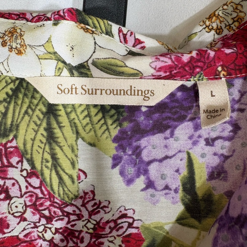 Soft Surroundings Floral Silk Blend Blouse - Women’s Size Large - Picture 5 of 10